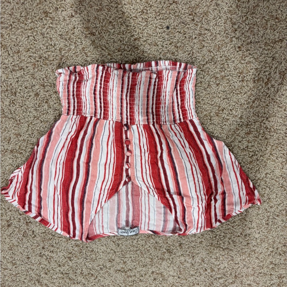 Crave Fame Red and White Striped Blouse